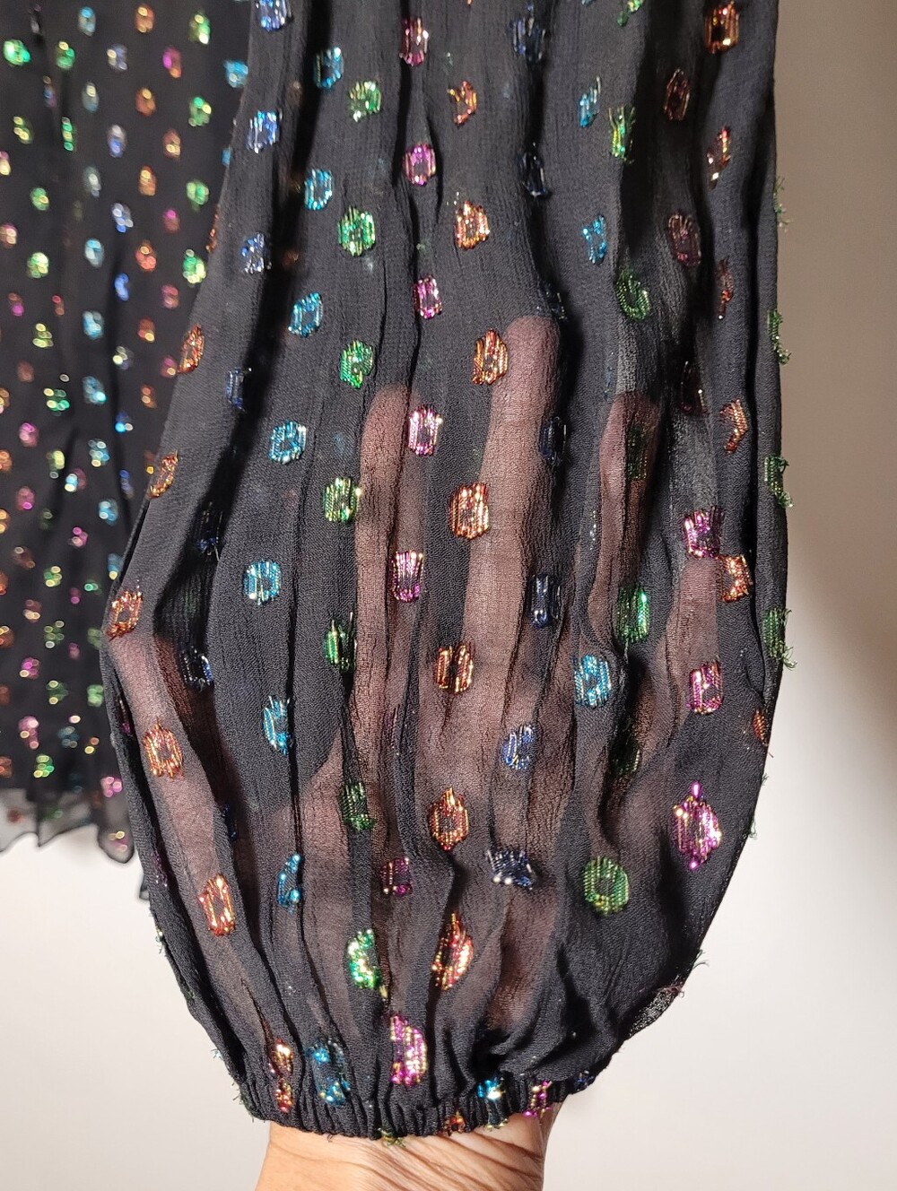 Never Fully Dressed Multi Sparkle Mini Azelia Dress XXL Long Sleeve Ruffle Hem - Picture 5 of 6
